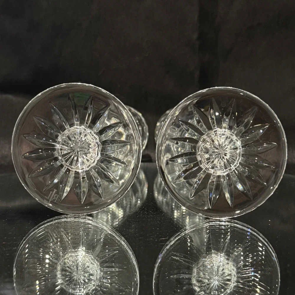 Ralph Lauren Claremont Crystal Candlestick Holders Etched Laurel Band Retired